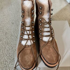Marc Fisher Tan Suede Lace-Up Boots